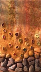 dit is een oranje wandkleed