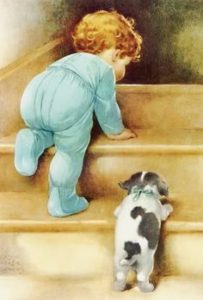 een kindje op de trap